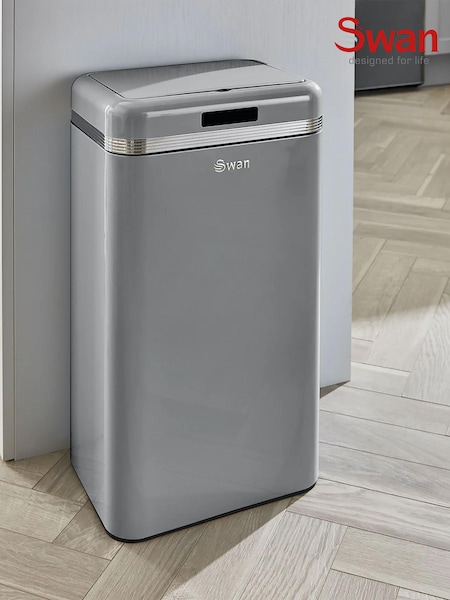 Swan Grey Retro 45L Square Sensor Grey Bin (U25627) | £100