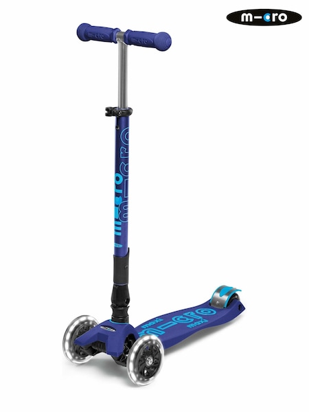 Micro Scooters Navy Blue Maxi Foldable LED Three Wheel Scooter (U25704) | £160