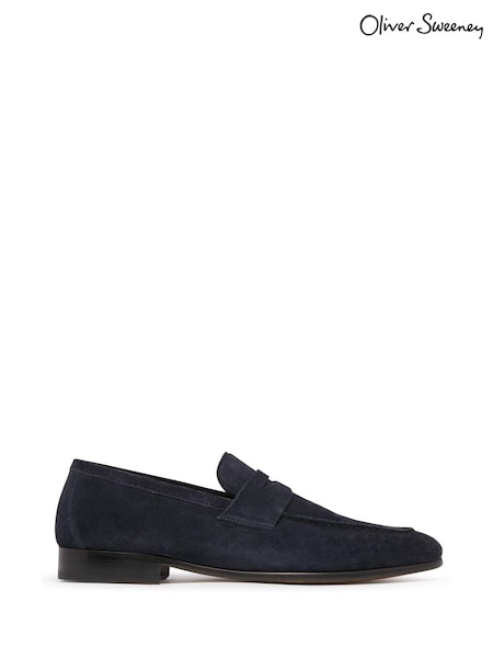 Oliver Sweeney Blue Keyworth Calf Suede Penny Loafers (U26101) | £199
