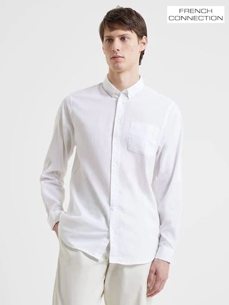 French Connection White Linen 55 Shirt (U26131) | £35