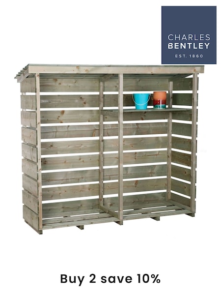 Charles Bentley Natural Outdoor Wooden Large Log Store (U26370) | £255
