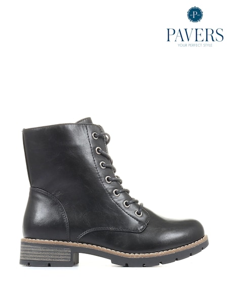 Pavers Black Ladies Lace Up Ankle Boots (U26713) | £45