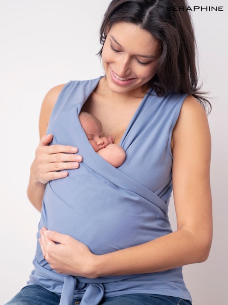 Seraphine Blue Slate Blue Cotton Skin to Skin Post Maternity Top (U28052) | £39