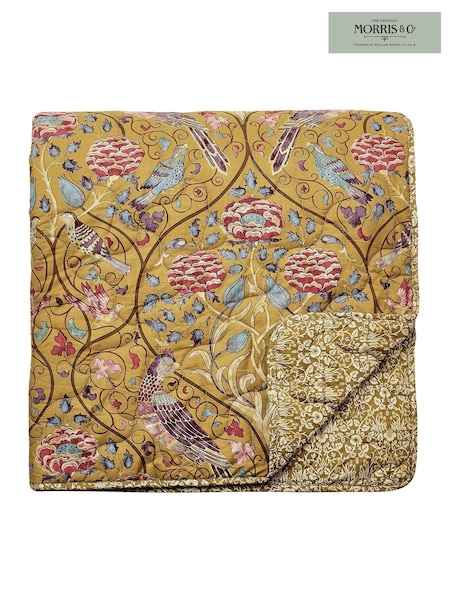 Morris & Co. Saffron Yellow Seasons by May 200 Thread Count Quilted 100% Cotton Throw (U28532) | £275