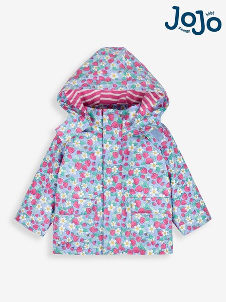 JoJo Maman Bébé Blue Strawberry Waterproof Jacket (U29110) | £25