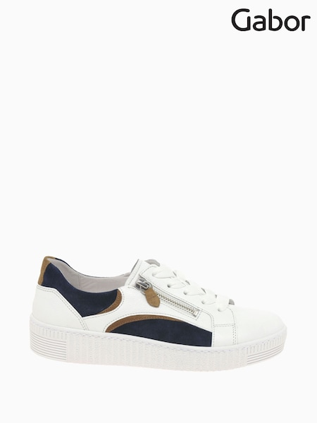 Gabor Womens White Wemo Leather Trainers (U29127) | £95