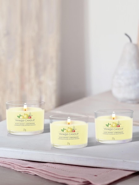 Yankee Candle Set of 3 Yellow Filled Votive Iced Berry Lemonade Candles (U29283) | £10