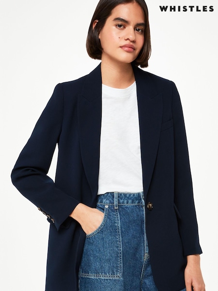Whistles Navy Blue Boyfriend Crepe Blazer (U29497) | £159