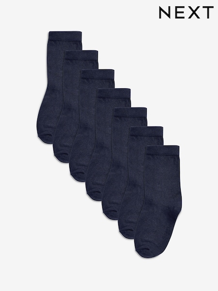 Navy Blue 7 Pack Cotton Rich Socks (U30951) | £8 - £10
