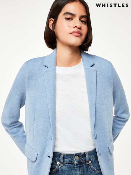 Whistles Light Blue Slim Jersey Jacket (U32582) | £95