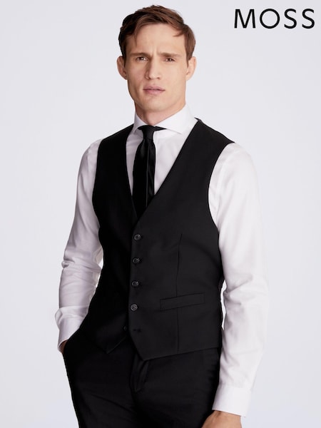 MOSS Black Tailored Stretch Suit: Waistcoat (U32847) | £70