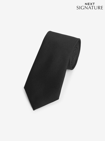 Black Textured Silk Tie (U34040) | £9.50