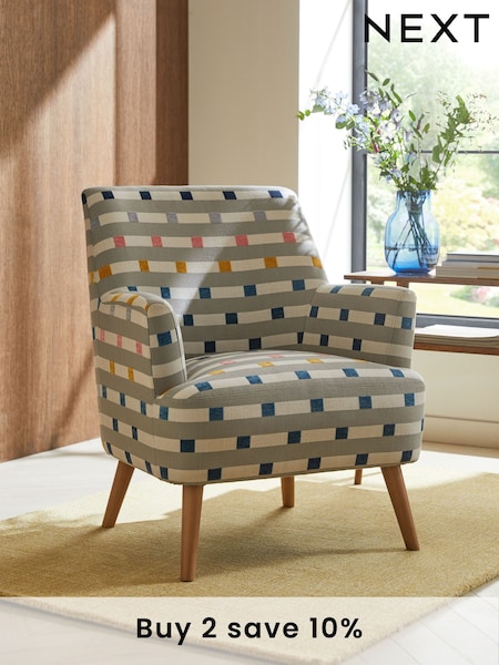 Chunky Stripe Geo Grey Carter Armchair (U34230) | £299