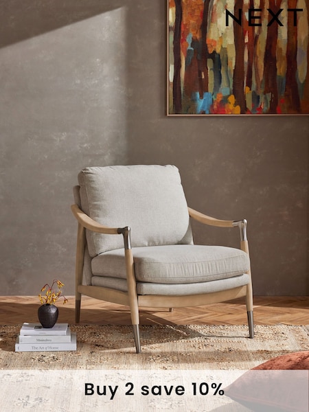 Tweedy Plain Light Natural Flinton Wooden Accent Chair (U34237) | £399
