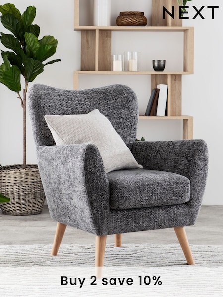 Chunky Chenille Dark Grey Wilson II Highback Armchair (U34238) | £325