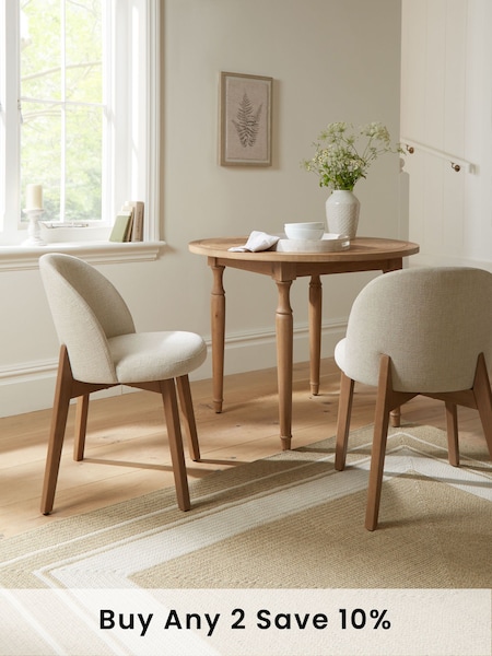 Set of 2 Tweedy Plain Light Natural Preston Dark Wood Leg Dining Chairs (U35954) | £250