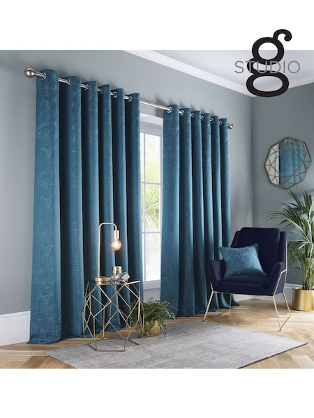 Studio G Kingfisher Blue Amari Eyelet Curtains (U37272) | £84 - £220