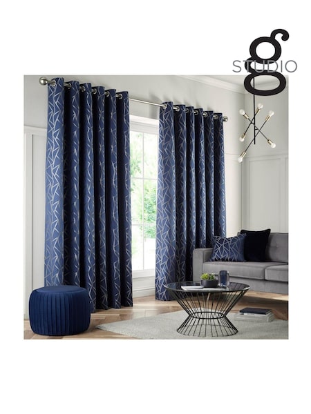 Studio G Ink Blue Como Eyelet Curtains (U37274) | £90 - £230
