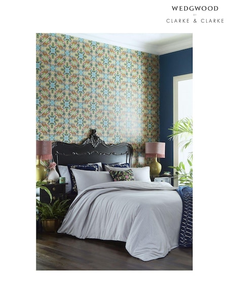 Wedgwood Grey 100% Cotton Folia Duvet Cover and Pillowcase Set (U37276) | £170 - £190