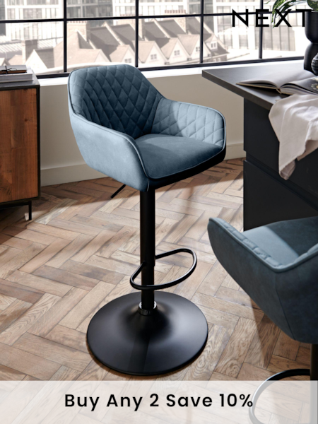 Arona Faux Leather Navy Blue Hamilton Quilted Kitchen Bar Stool (U37949) | £155