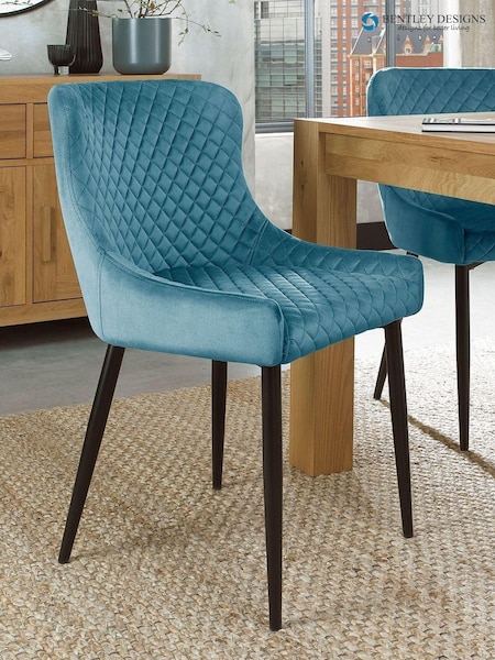 Bentley Designs Set of 2 Petrol Blue Cezanne Velvet Fabric Chairs (U39650) | £200