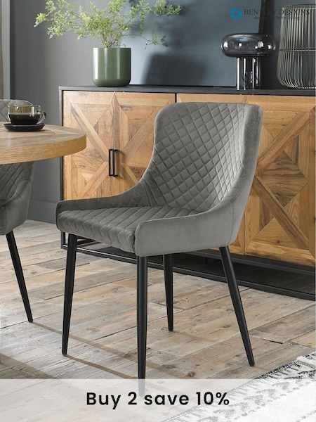Bentley Designs Set of 2 Grey Cezanne Velvet Fabric Chairs (U39823) | £200