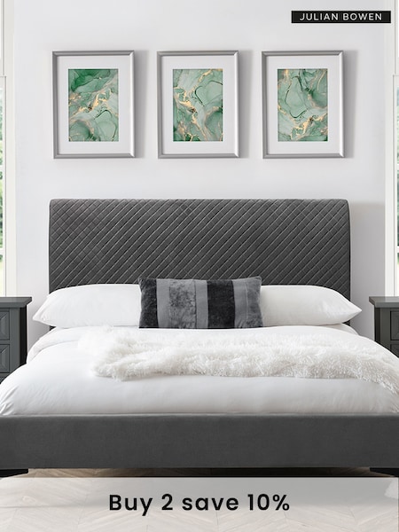 Julian Bowen White Sanderson Diamond Quilted Velvet Bed (U40482) | £440 - £510