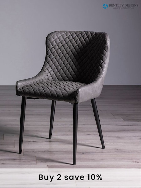 Bentley Designs Set of 2 Dark Grey Cezanne Faux Leather Chairs (U40512) | £200