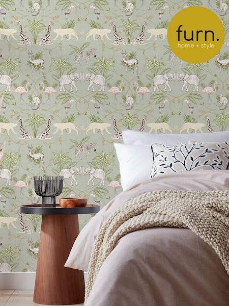 furn. Green Serengeti Animals Wallpaper (U40530) | £12