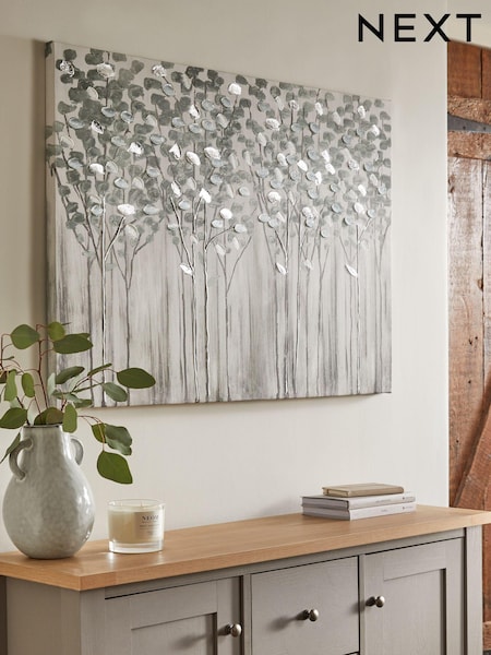 Sage Green Large Trees Landscape Canvas Wall Art (U40774) | £55