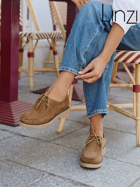 Tan Brown - Linzi Perth Laced Chunky Loafers