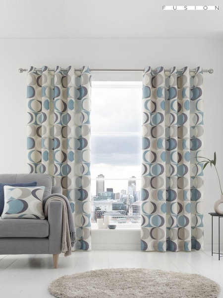 Fusion Duck Egg Sander 100% Cotton Pair of Eyelet Curtains (U41630) | £22 - £65