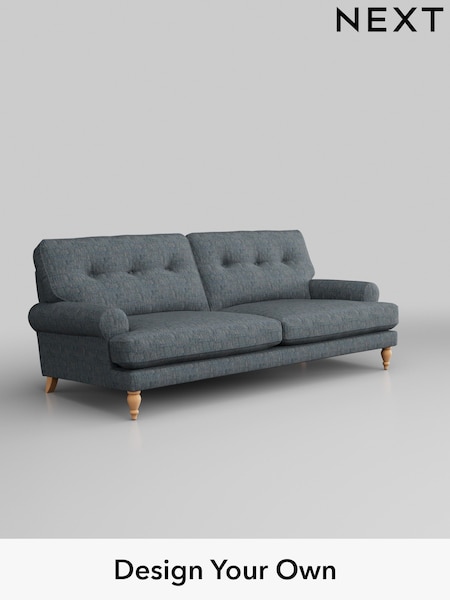 Boucle Weave Easy Clean/Dark Blue Erin Buttoned Back Deep Relaxed Sit (U42930) | £1,325