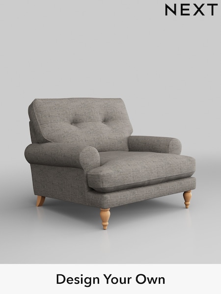 Boucle Weave Easy Clean/Light Dove Grey Erin Buttoned Back Deep Relaxed Sit (U42932) | £825