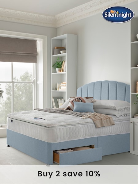 Silentnight Blue Mirapocket 1000 Geltex Pillowtop Mattress and 2 Drawer Divan Base Bed Set (U43548) | £845 - £1,035