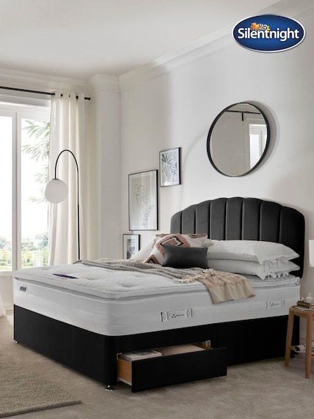Silentnight Black Mirapocket 2000 Geltex Pillowtop Mattress and 2 Drawer Divan Base Bed Set (U43555) | £995 - £1,255