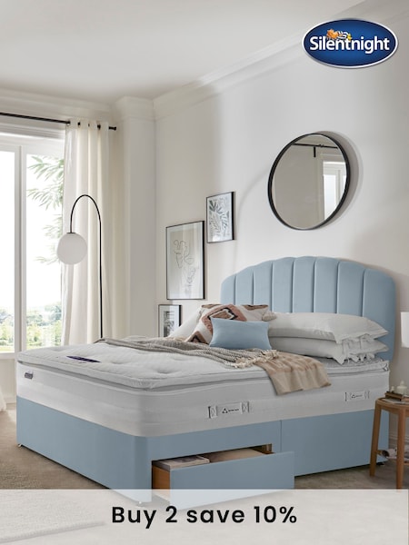 Silentnight Blue Mirapocket 2000 Geltex Pillowtop Mattress and 2 Drawer Divan Base Bed Set (U43556) | £995 - £1,255