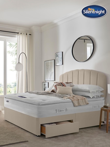 Silentnight Brown Mirapocket 2000 Geltex Pillowtop Mattress and 2 Drawer Velvet Divan Base Bed Set (U43557) | £1,040 - £1,300