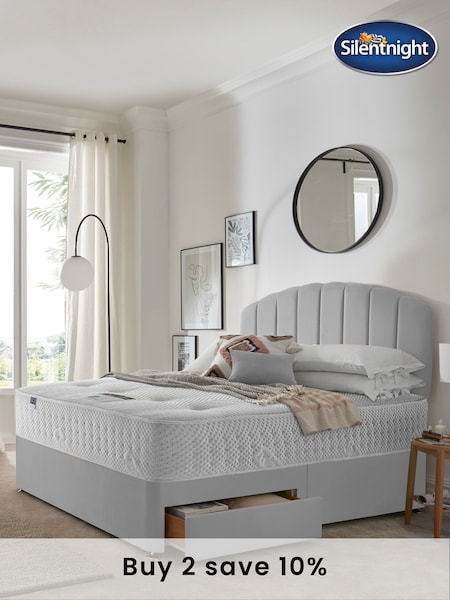 Silentnight Grey Mirapocket 2800 Geltex Mattress and 2 Drawer Divan Base Bed Set (U43565) | £810 - £1,400