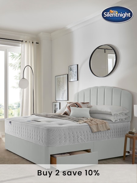 Silentnight Silver Mirapocket 2800 Geltex Mattress and 2 Drawer Velvet Divan Base Bed Set (U43572) | £1,135 - £1,445