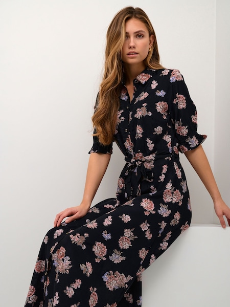 Kaffe Black Velana Maxi Shirt Dress (U43924) | £70