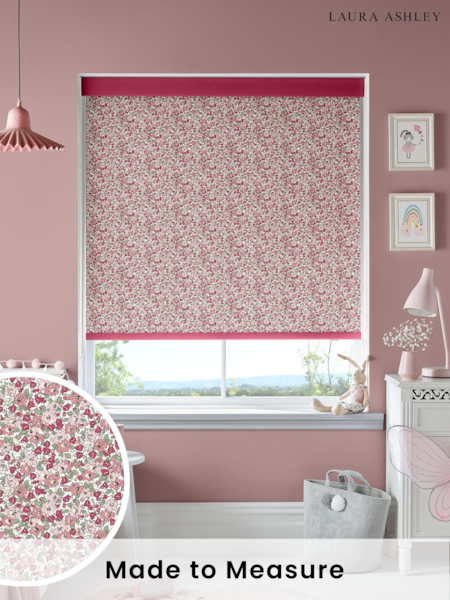 Laura Ashley Blush Pink Kids Libby Floral Made To Measure Roller Blind (U44738) | £58