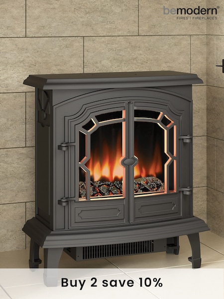 Be Modern Black Lincoln Cast Iron Electric Stove Fireplace (U44857) | £950