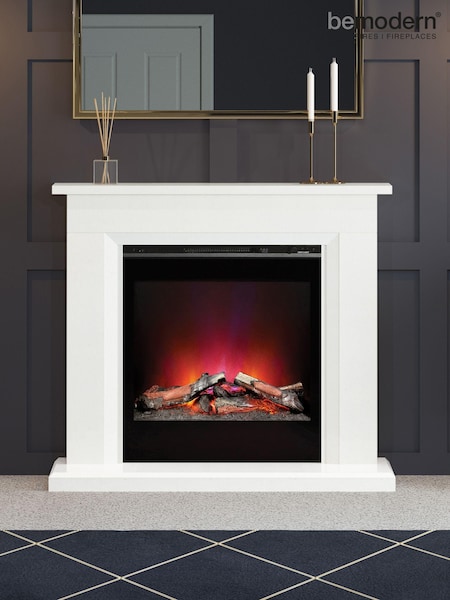 Be Modern White Lorento Marble Slim Electric Fireplace and Surround Suite (U44862) | £1,335