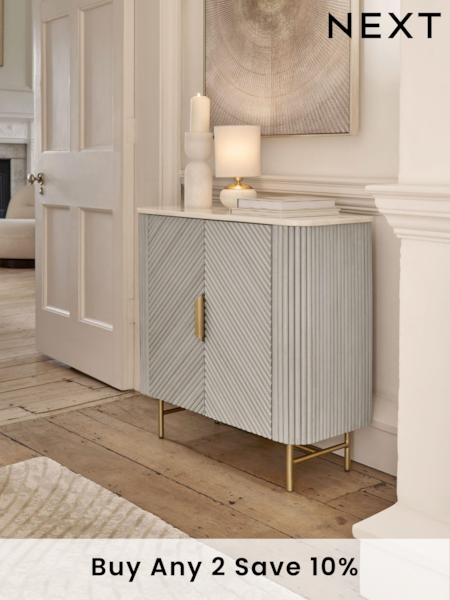 Light Grey Valencia Marble Mango Wood Small Sideboard (U44884) | £699
