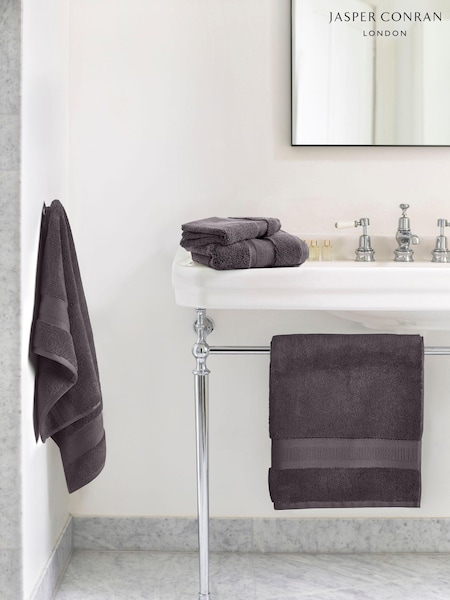 Jasper Conran London Charcoal Grey Zero Twist Lightweight Soft Fast Drying 100% Cotton Towel (U44908) | £15 - £40