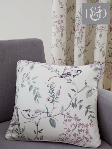Dreams & Drapes Purple Jazmine 100% Cotton Cushion (U46455) | £16