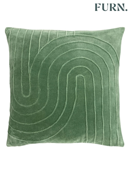 Furn Eucalyptus Green 45 x 45cm Mangata 100% Cotton Velvet Cushion (U46797) | £22