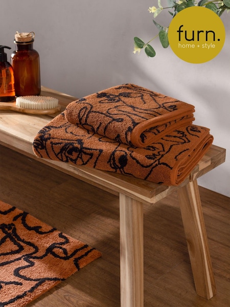 furn. Pecan Brown Everybody Abstract 100% Cotton Towel (U46931) | £17 - £20