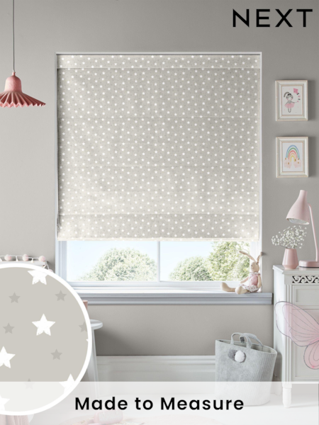 Natural Kids Ditsy Stars Made To Measure Roman 100% Cotton Blind (U47649) | £70